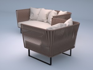 kettal bitta 2-seater sofa and club armchair 3D 模型