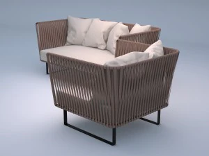 kettal bitta 2-seater sofa and club armchair 3D Model