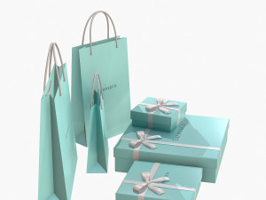 Gift packaging boxes and paper bags 3D Model