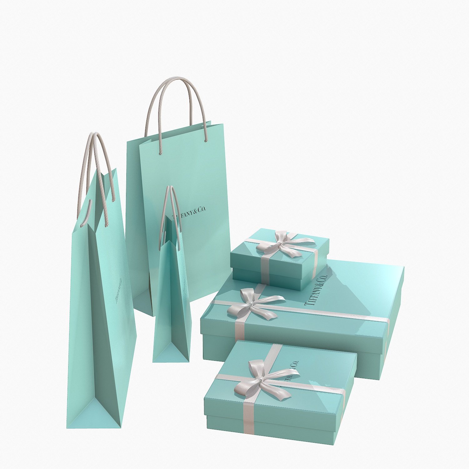 Tiffany Gift Packaging Boxes and Paper Bags | 3D model