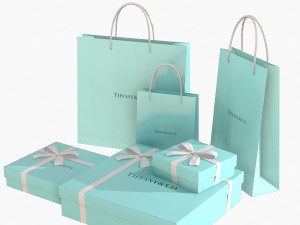Gift packaging boxes and paper bags 3D Model