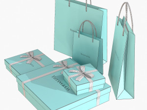 Gift packaging boxes and paper bags 3D Model