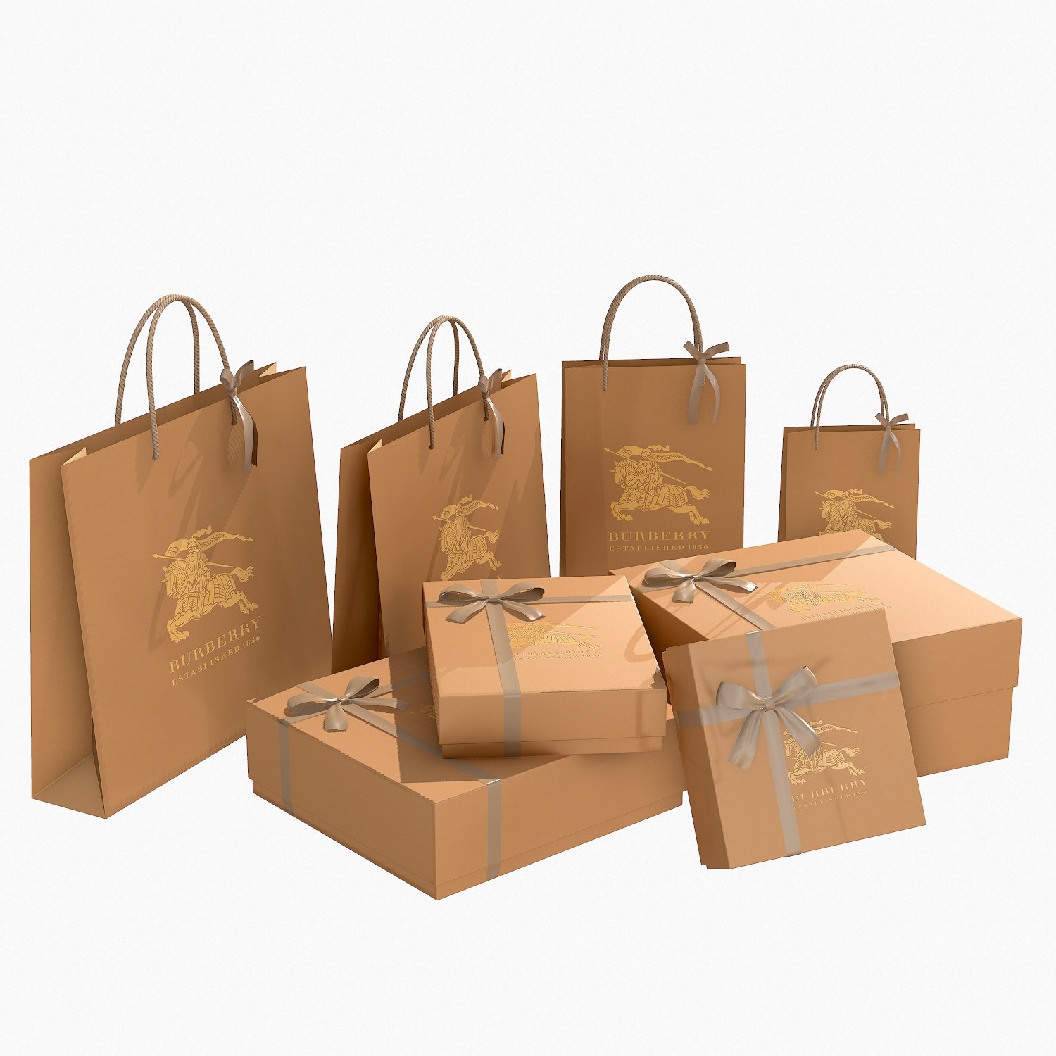 burberry gift packaging boxes and paper bags 3D Model in Other 3DExport