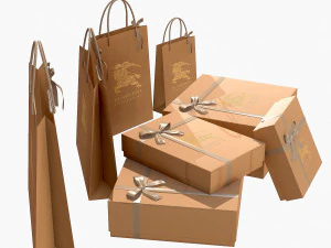 Gift packaging boxes and paper bags 3D Model
