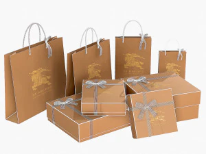 Gift packaging boxes and paper bags 3D Model