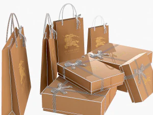 Gift packaging boxes and paper bags 3D Model