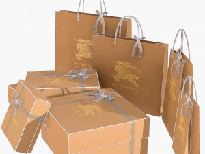 Gift packaging boxes and paper bags 3D Model