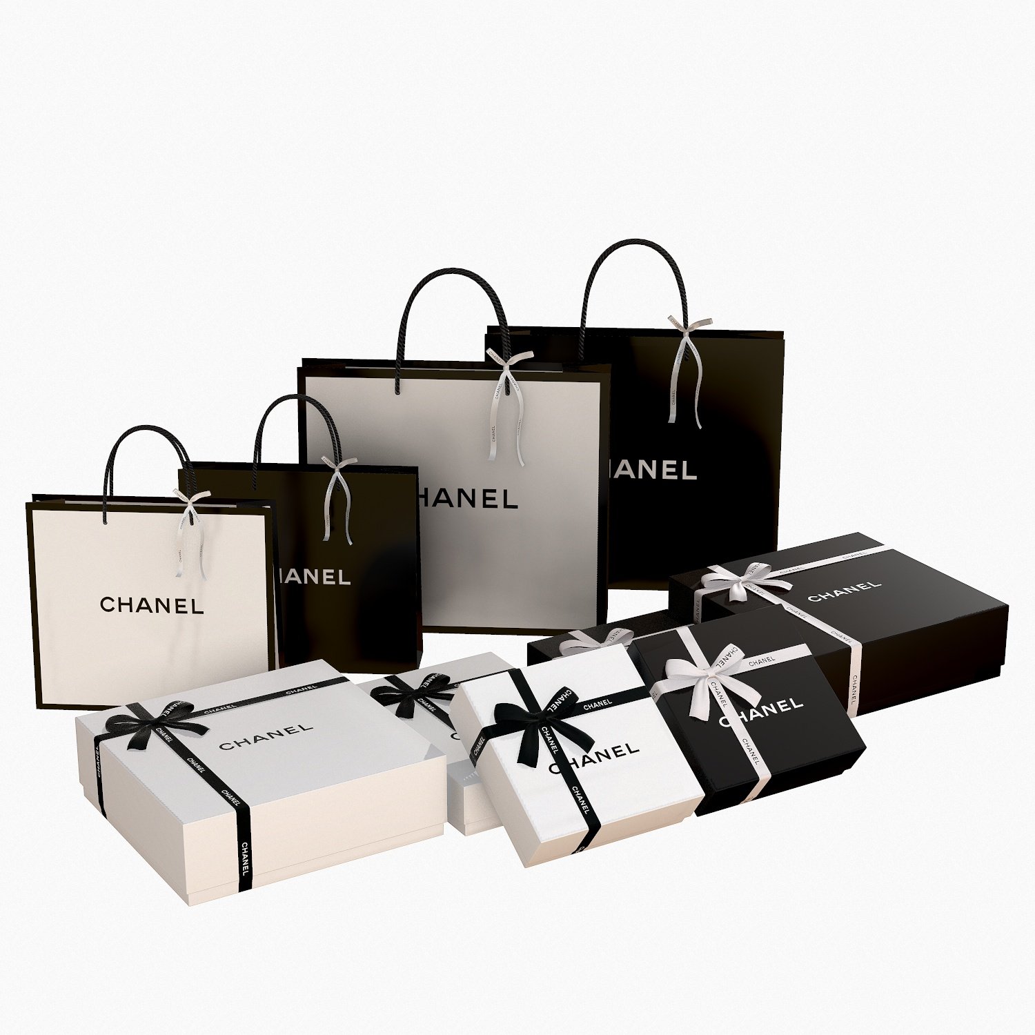 chanel gift packaging boxes and paper bags 3D-Modell in Andere 3DExport