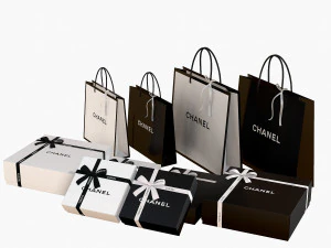 Gift packaging boxes and paper bags 3D Model