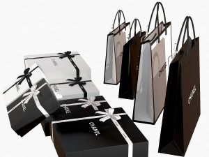 Gift packaging boxes and paper bags 3D 모델