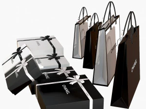 Gift packaging boxes and paper bags 3D Model