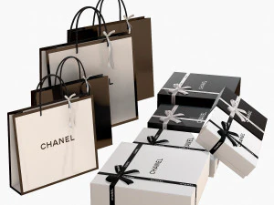 Gift packaging boxes and paper bags 3D Model