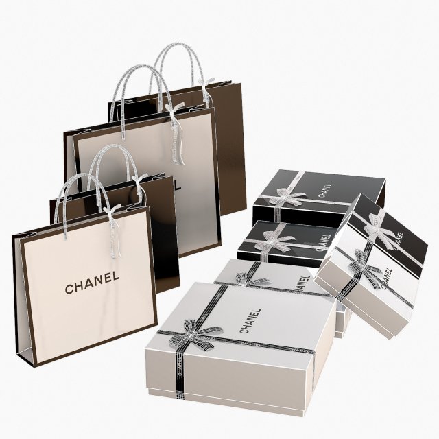 chanel gift packaging boxes and paper bags Modele 3D in Autre 3DExport