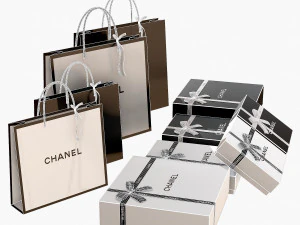 Gift packaging boxes and paper bags 3D Model