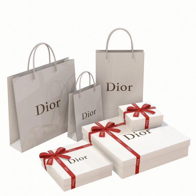 dior gift packaging boxes and paper bags 3D Model in Other 3DExport