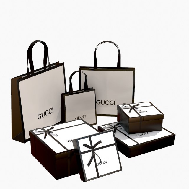 Hermes Gift Packaging Boxes and Paper Bags 3D model
