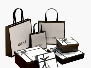 선물 포장 상자 및 종이 봉투 3D 모델