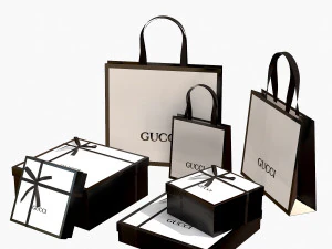 Gift packaging boxes and paper bags 3D Model