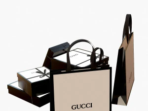 Gift packaging boxes and paper bags 3D Model