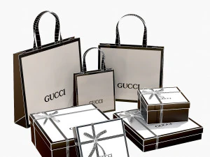 Gift packaging boxes and paper bags 3D Model