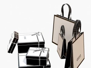 Gift packaging boxes and paper bags 3D Model