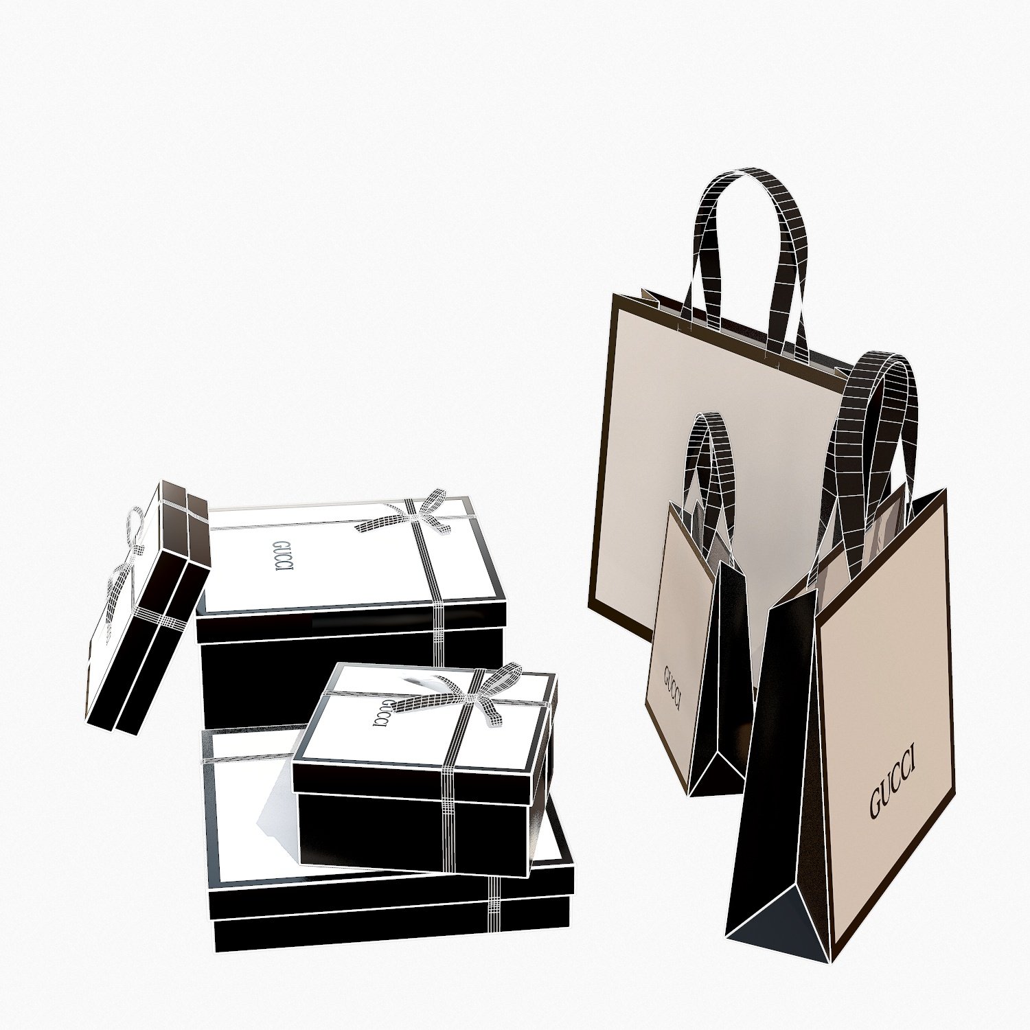 Fendi Luxury Packaging Boxes and Paper Bags | 3D model