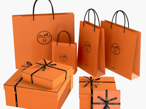 Gift packaging boxes and paper bags Model 3D