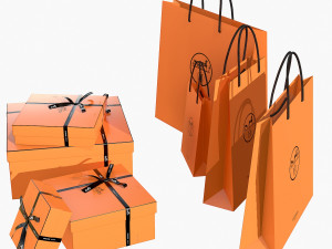 Gift packaging boxes and paper bags Model 3D