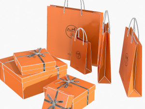 Gift packaging boxes and paper bags Model 3D