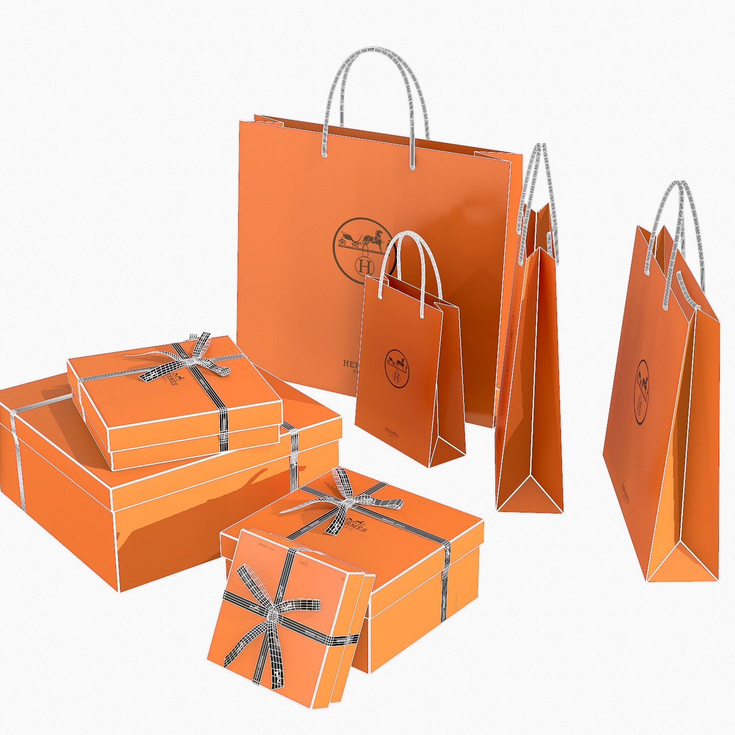 hermes orange paper bag