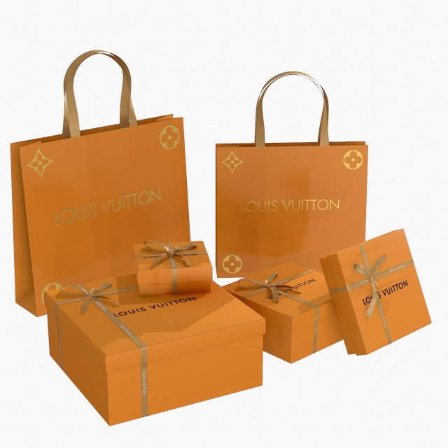 louis vuitton gift packaging boxes and paper bags 3D Model in Other 3DExport