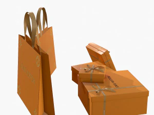 Gift packaging boxes and paper bags 3D Model