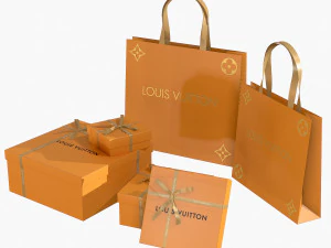 Gift packaging boxes and paper bags 3D Model