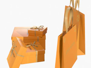 Gift packaging boxes and paper bags 3D Model