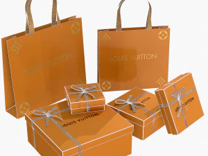 Gift packaging boxes and paper bags 3D Model