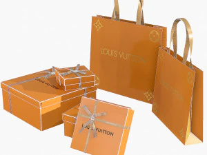 Gift packaging boxes and paper bags 3D Model