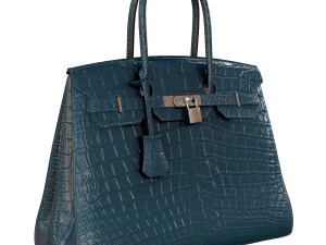 Sac en cuir de crocodile bleu Modèle 3D
