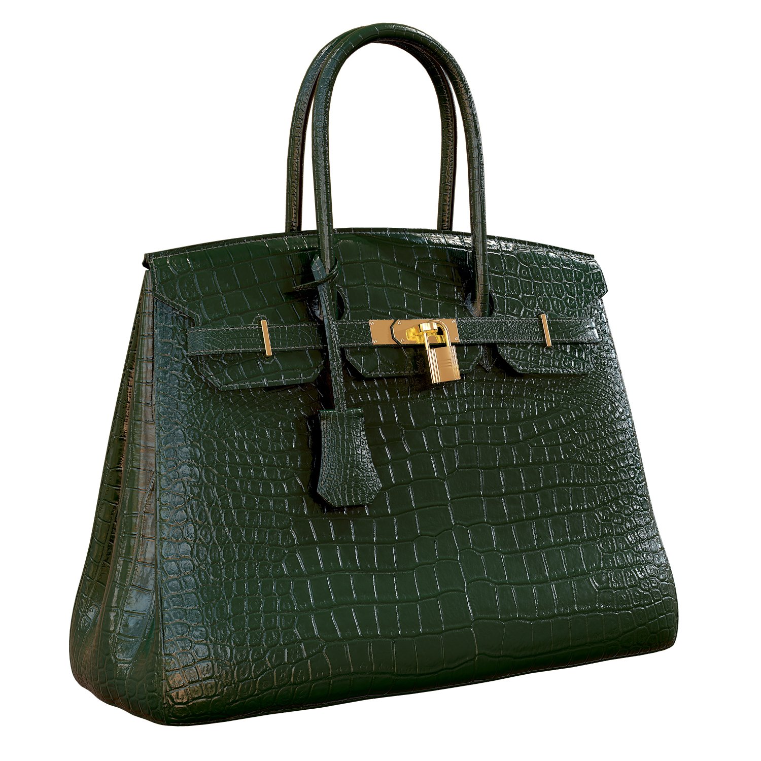 hermes birkin bag green crocodile leather 3D Model in Clothing