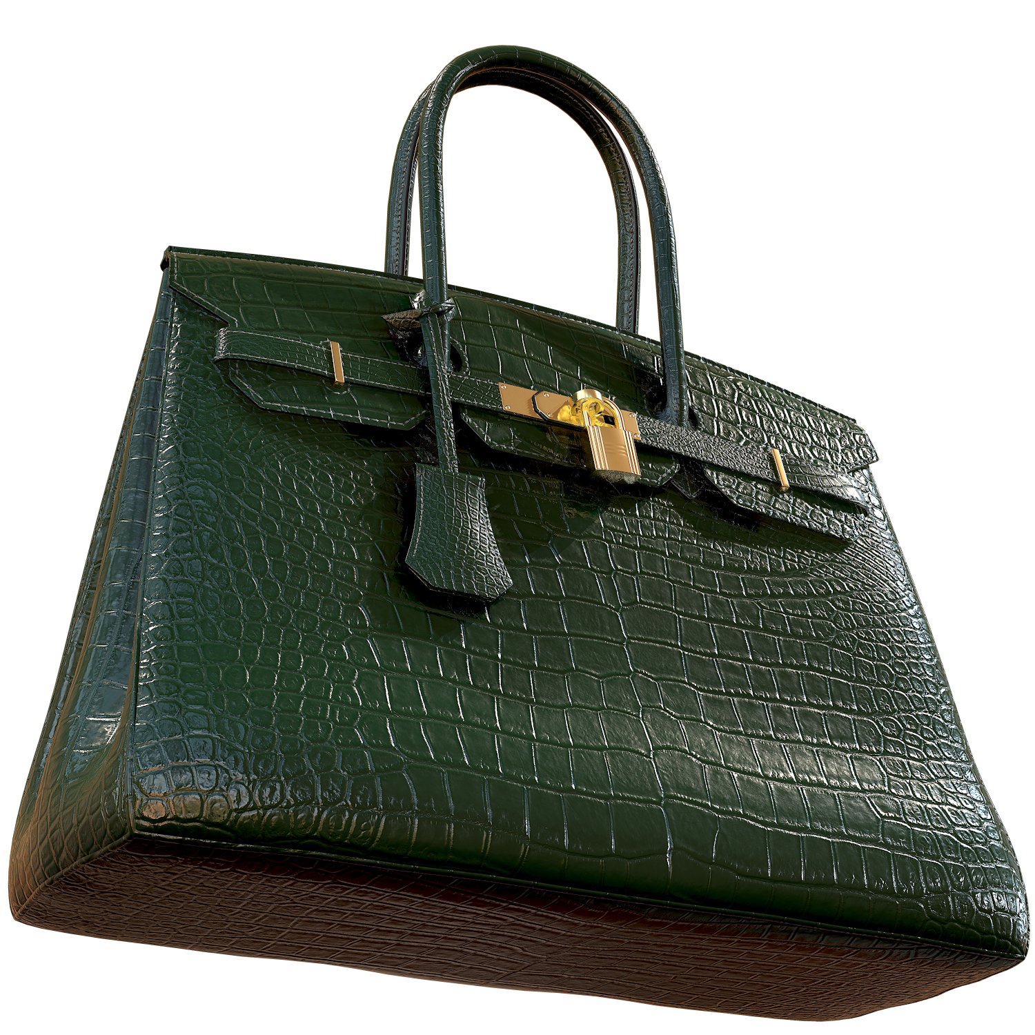 3D model Hermes Birkin Bag Green Crocodile Leather VR / AR / low-poly
