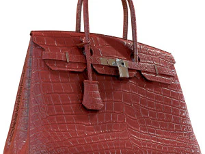 Bag red crocodile leather 3D Model