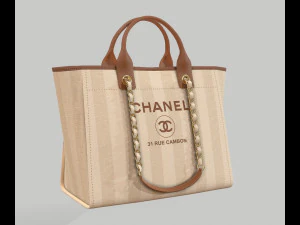Sac cabas Deauville en toile beige Modèle 3D