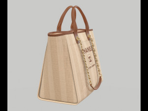 Canvas deauville tote shoper bag beige Model 3D