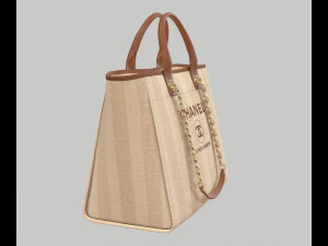 Canvas deauville tote shoper bag beige 3D Model