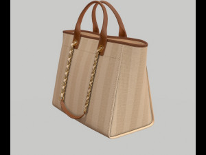 Canvas deauville tote shoper bag beige Model 3D