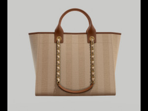 Canvas deauville tote shoper bag beige Model 3D