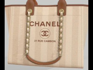 Canvas deauville tote shoper bag beige 3D Model