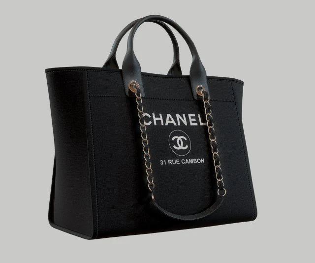 Canvas deauville tote shoper bag black 3D Model .c4d .max .obj .3ds .fbx .stl .blend 