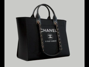 Pł&oacute;cienna torba typu shopper marki Deauville w kolorze czarnym Model 3D