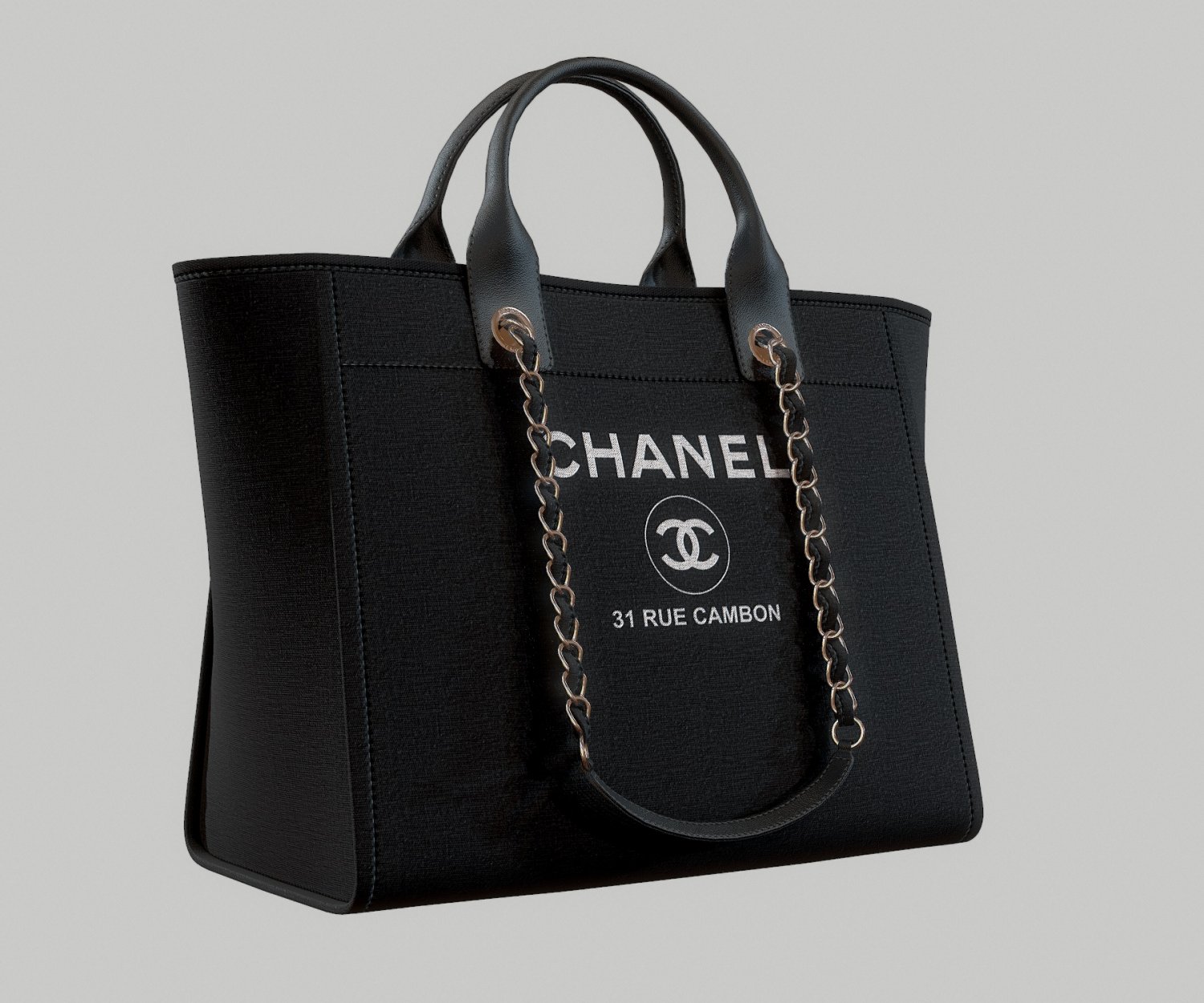 chanel canvas deauville tote shoper bag black 3D Model in Clothing 3DExport