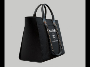 Canvas deauville tote shoper bag black 3D-Modell
